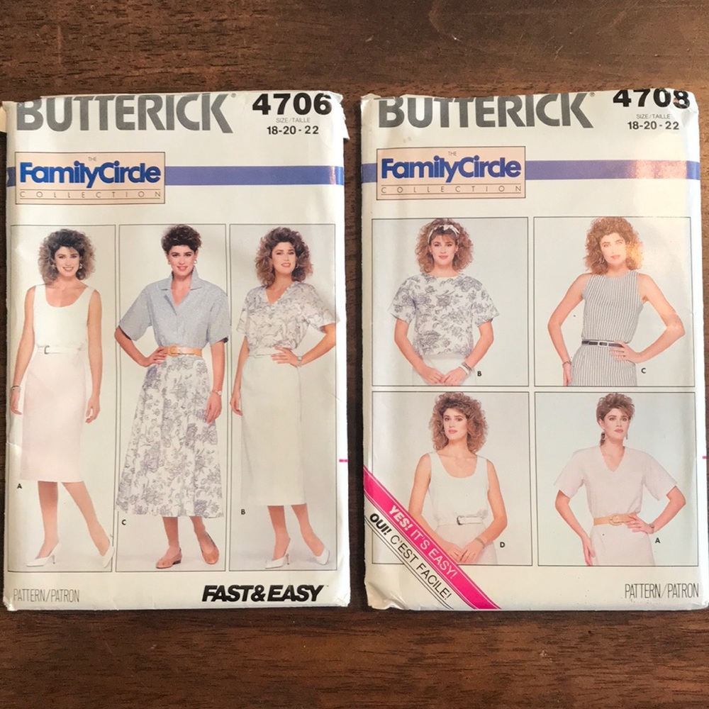 3/$30 Butterick Sewing Patterns 1980’s Vintage